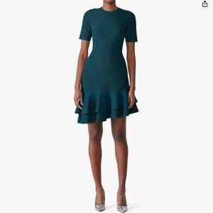 NWT Diane Von Furstenberg Adeline Ribbed Ruffle Trim Dress